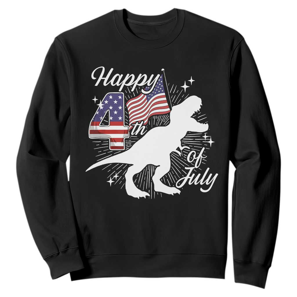 Dinosaur Happy 4th of July Sweatshirt Patriotic American Flag USA TS10 Black Print Your Wear