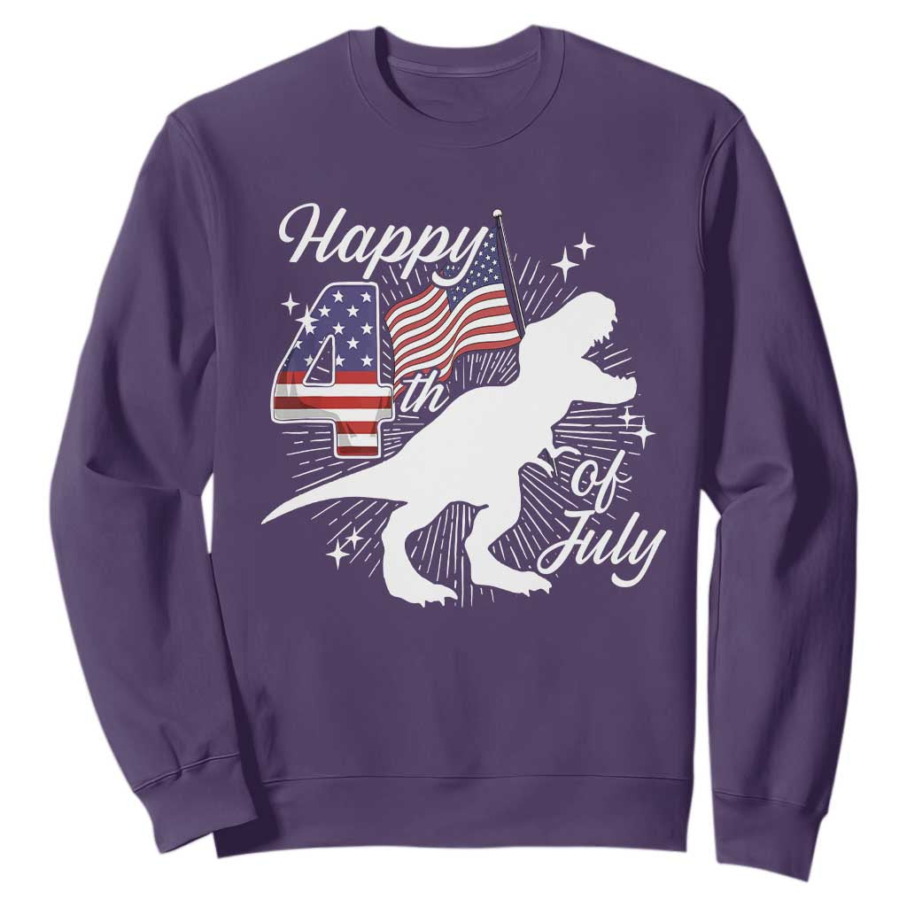 Dinosaur Happy 4th of July Sweatshirt Patriotic American Flag USA TS10 Purple Print Your Wear