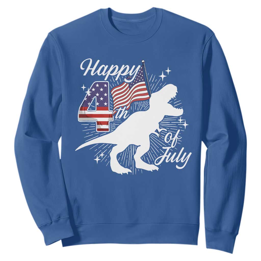 Dinosaur Happy 4th of July Sweatshirt Patriotic American Flag USA TS10 Royal Blue Print Your Wear