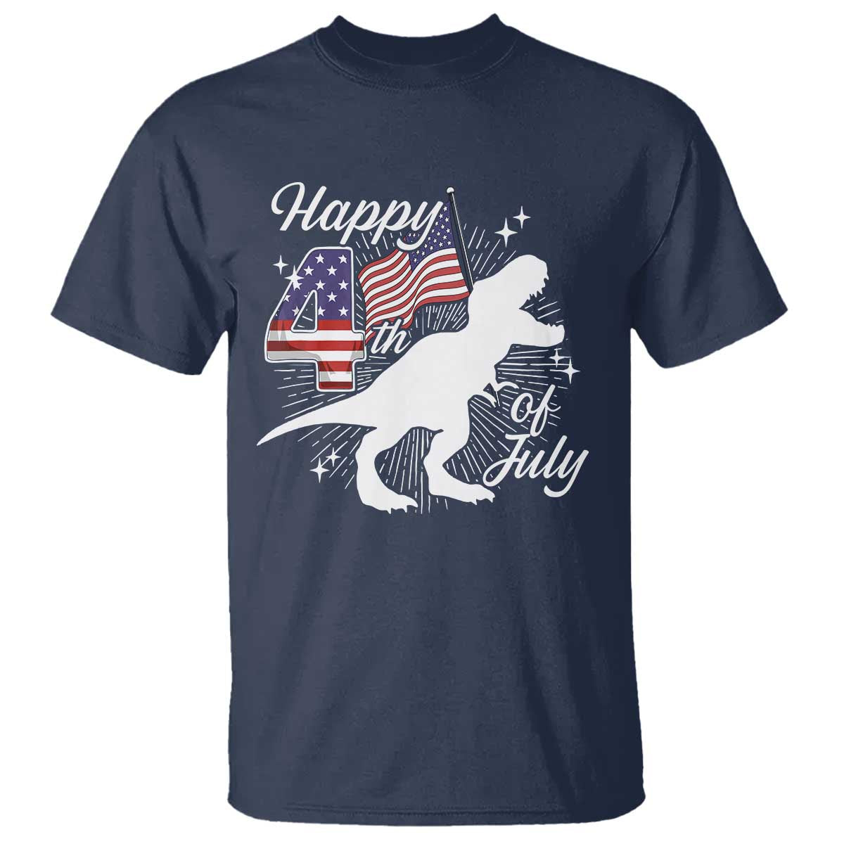 Dinosaur Happy 4th of July T Shirt Patriotic American Flag USA TS10 Navy Print Your Wear