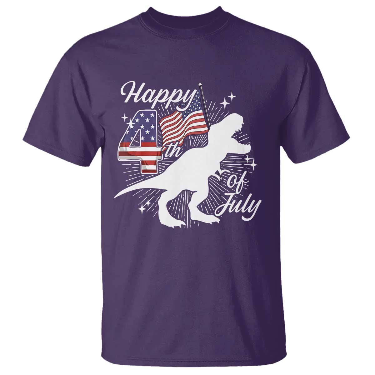 Dinosaur Happy 4th of July T Shirt Patriotic American Flag USA TS10 Purple Print Your Wear