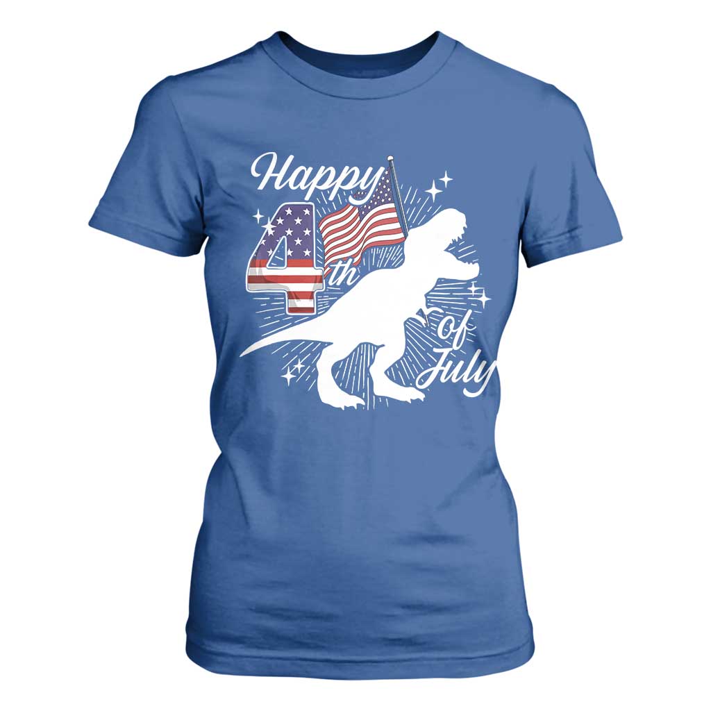 Dinosaur Happy 4th of July T Shirt For Women Patriotic American Flag USA TS10 Royal Blue Print Your Wear