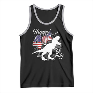 Dinosaur Happy 4th of July Tank Top Patriotic American Flag USA TS10 Black Athletic Heather Print Your Wear