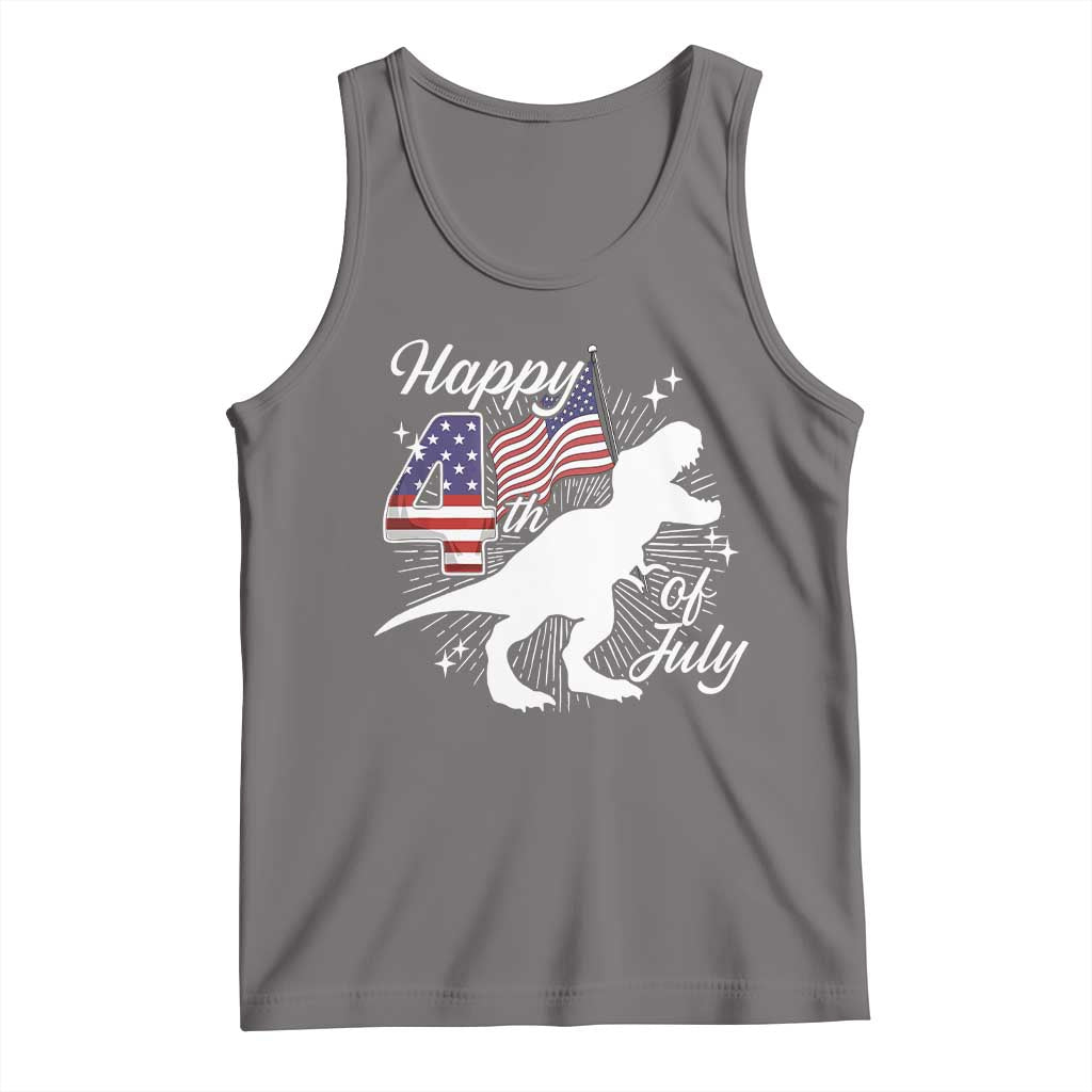 Dinosaur Happy 4th of July Tank Top Patriotic American Flag USA TS10 Deep Heather Print Your Wear