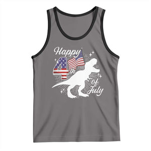 Dinosaur Happy 4th of July Tank Top Patriotic American Flag USA TS10 Deep Heather Black Print Your Wear