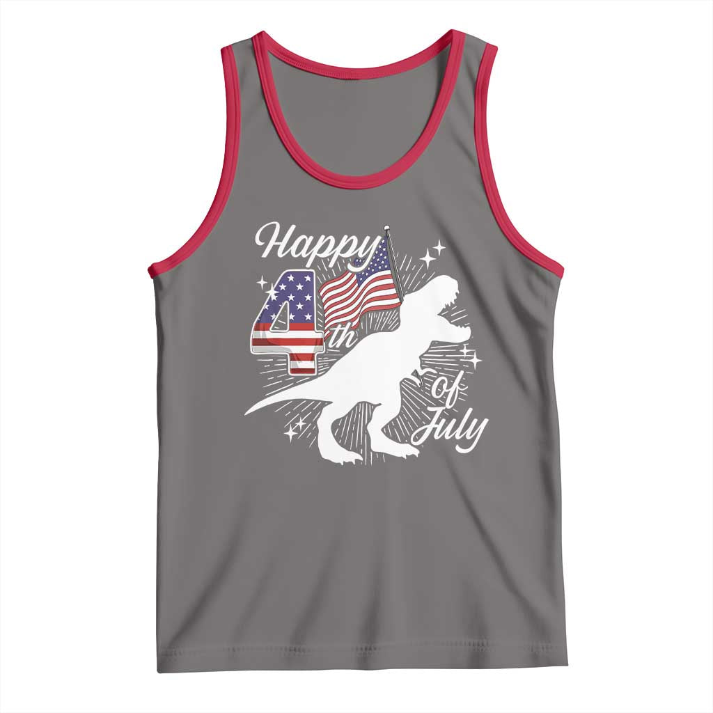 Dinosaur Happy 4th of July Tank Top Patriotic American Flag USA TS10 Deep Heather Red Print Your Wear