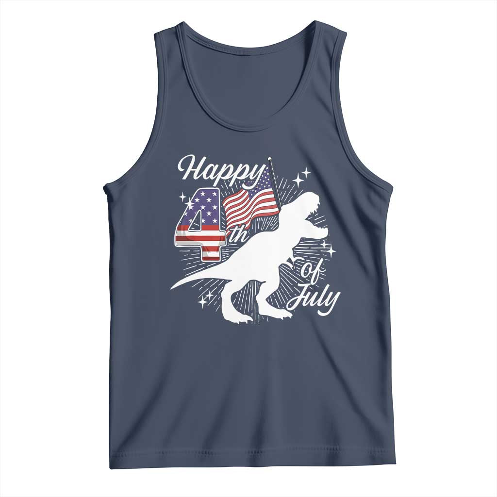 Dinosaur Happy 4th of July Tank Top Patriotic American Flag USA TS10 Navy Print Your Wear