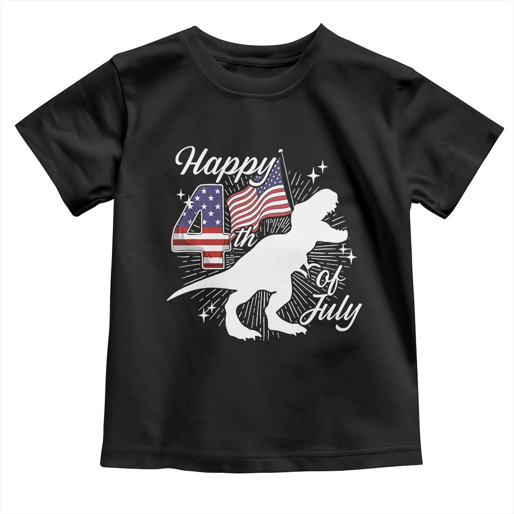Dinosaur Happy 4th of July Toddler T Shirt Patriotic American Flag USA TS10 Black Print Your Wear
