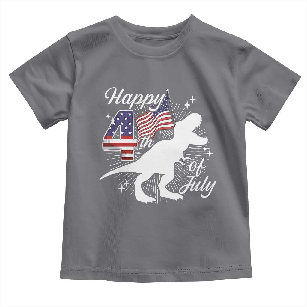 Dinosaur Happy 4th of July Toddler T Shirt Patriotic American Flag USA TS10 Charcoal Print Your Wear