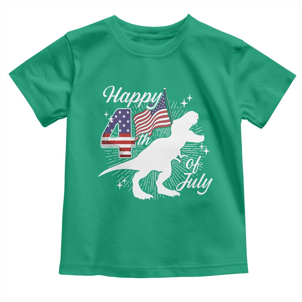 Dinosaur Happy 4th of July Toddler T Shirt Patriotic American Flag USA TS10 Irish Green Print Your Wear