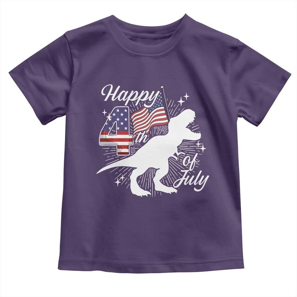 Dinosaur Happy 4th of July Toddler T Shirt Patriotic American Flag USA TS10 Purple Print Your Wear