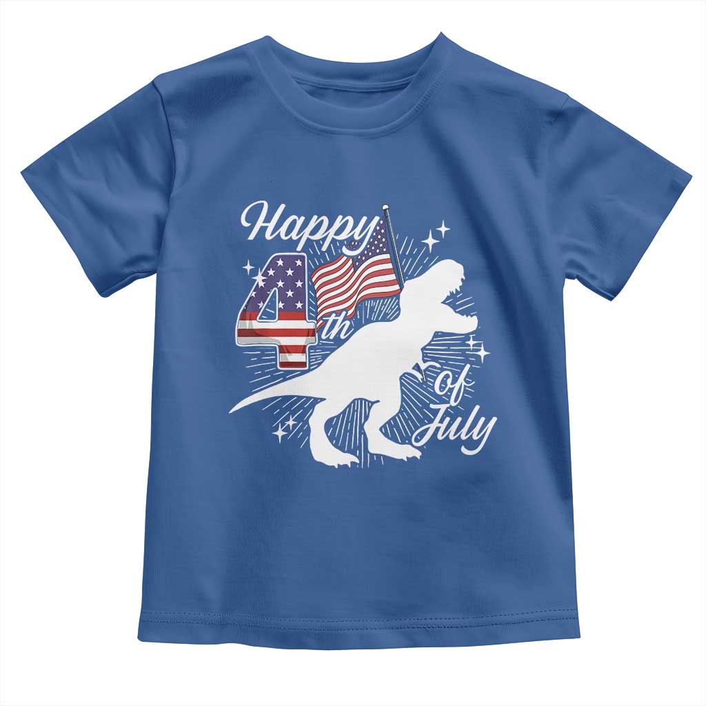 Dinosaur Happy 4th of July Toddler T Shirt Patriotic American Flag USA TS10 Royal Blue Print Your Wear