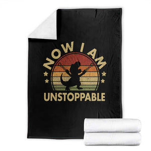 Retro Now I Am Unstoppable Throw Blanket Funny Dinosaur Dino Gifts Vintage