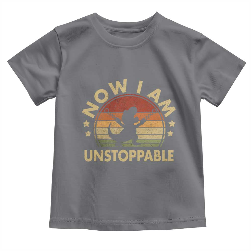 Retro Now I Am Unstoppable Toddler T Shirt Funny Dinosaur Dino Gifts Vintage