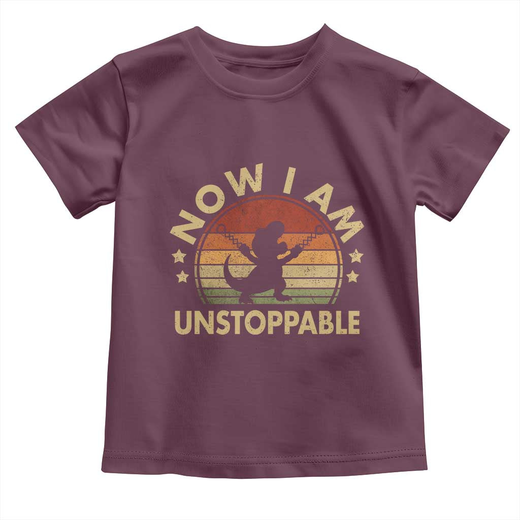 Retro Now I Am Unstoppable Toddler T Shirt Funny Dinosaur Dino Gifts Vintage