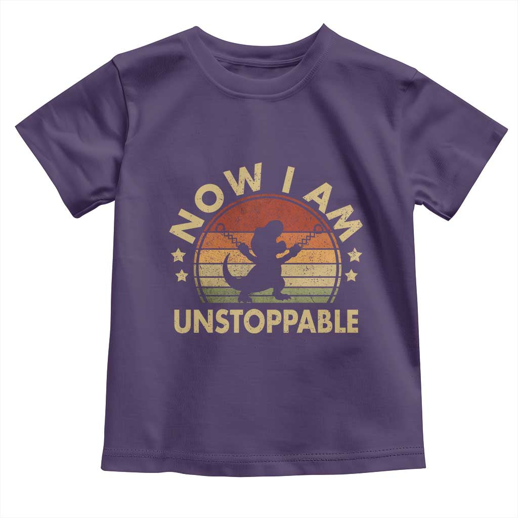 Retro Now I Am Unstoppable Toddler T Shirt Funny Dinosaur Dino Gifts Vintage