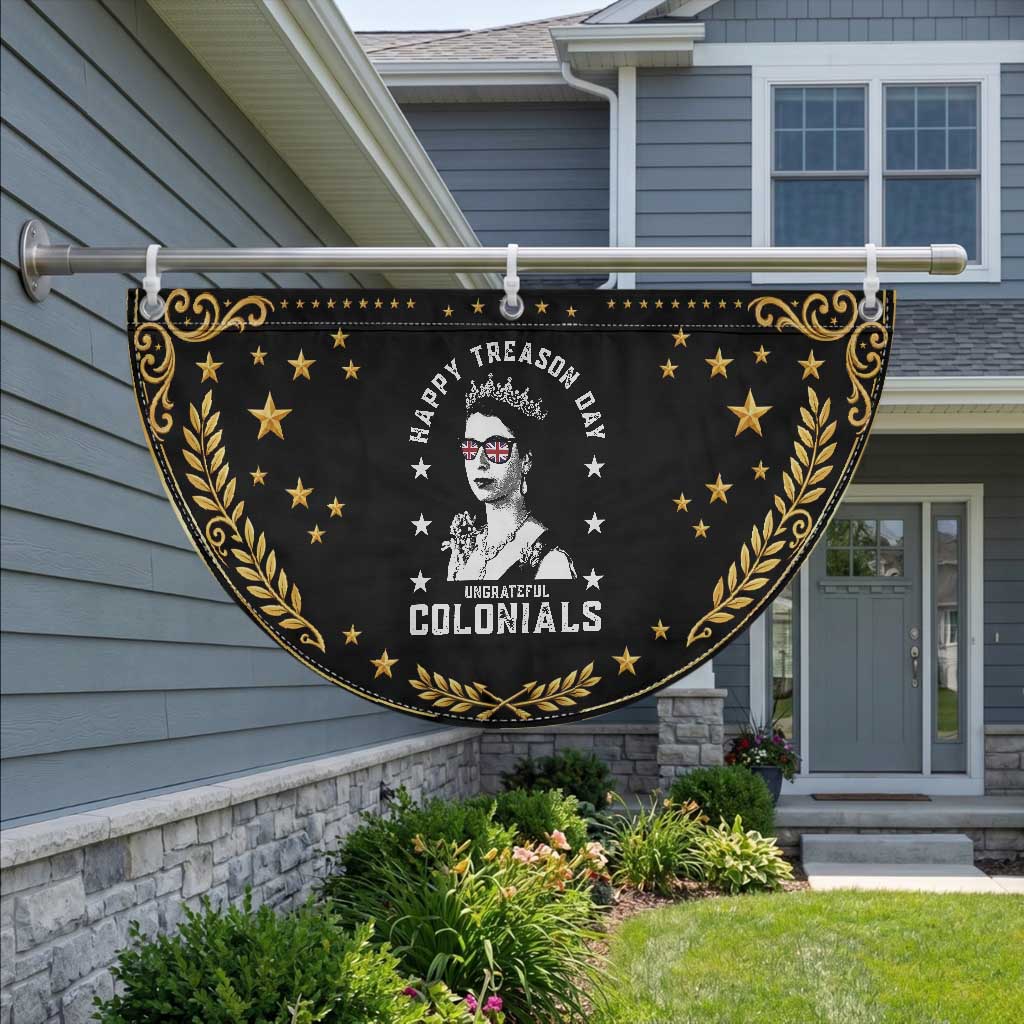 Happy Treason Day Patriotic Fan Flag British Queen Funny July 4th Colonial Meme