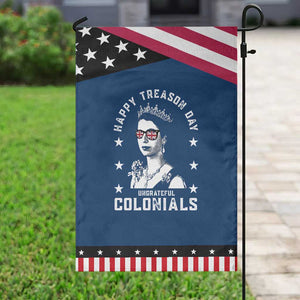 Happy Treason Day Garden Flag British Queen Funny July 4th Colonial Meme TS10 Classic Blue Black Print Your Wear