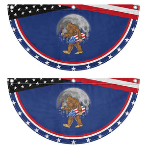 Bigfoot 4th of July Patriotic Fan Flag American Flag Merica Fireworks Sasquatch Moon