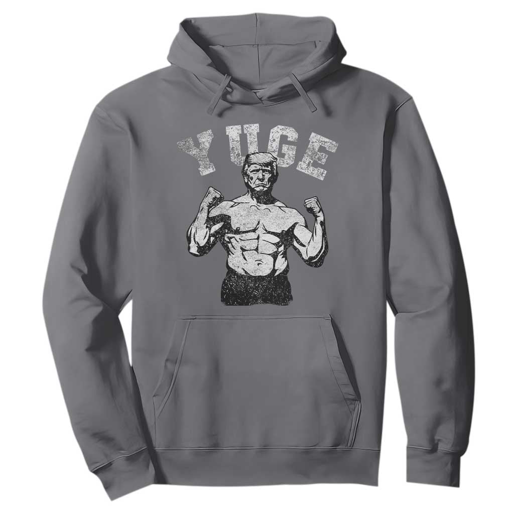 Yuge Muscular Flex Trump Hoodie Funny Patriotic Vintage Workout Gym Weight Lifting Motivational TS10 Charcoal Print Your Wear
