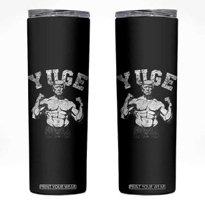 Yuge Muscular Flex Trump Skinny Tumbler Funny Patriotic Vintage Workout Gym Weight Lifting Motivational TS10 Black Print Your Wear