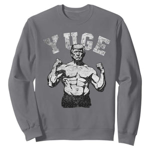 Yuge Muscular Flex Trump Sweatshirt Funny Patriotic Vintage Workout Gym Weight Lifting Motivational TS10 Charcoal Print Your Wear