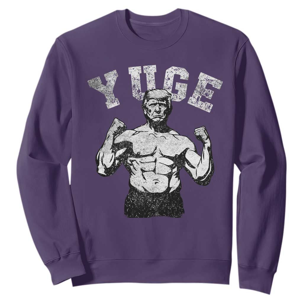 Yuge Muscular Flex Trump Sweatshirt Funny Patriotic Vintage Workout Gym Weight Lifting Motivational TS10 Purple Print Your Wear