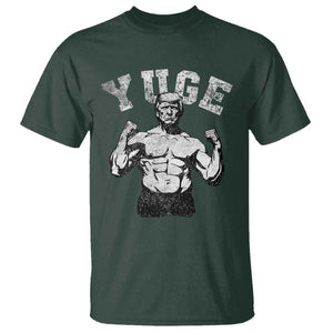 Yuge Muscular Flex Trump T Shirt Funny Patriotic Vintage Workout Gym Weight Lifting Motivational TS10 Dark Forest Green Print Your Wear
