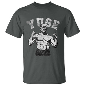 Yuge Muscular Flex Trump T Shirt Funny Patriotic Vintage Workout Gym Weight Lifting Motivational TS10 Dark Heather Print Your Wear