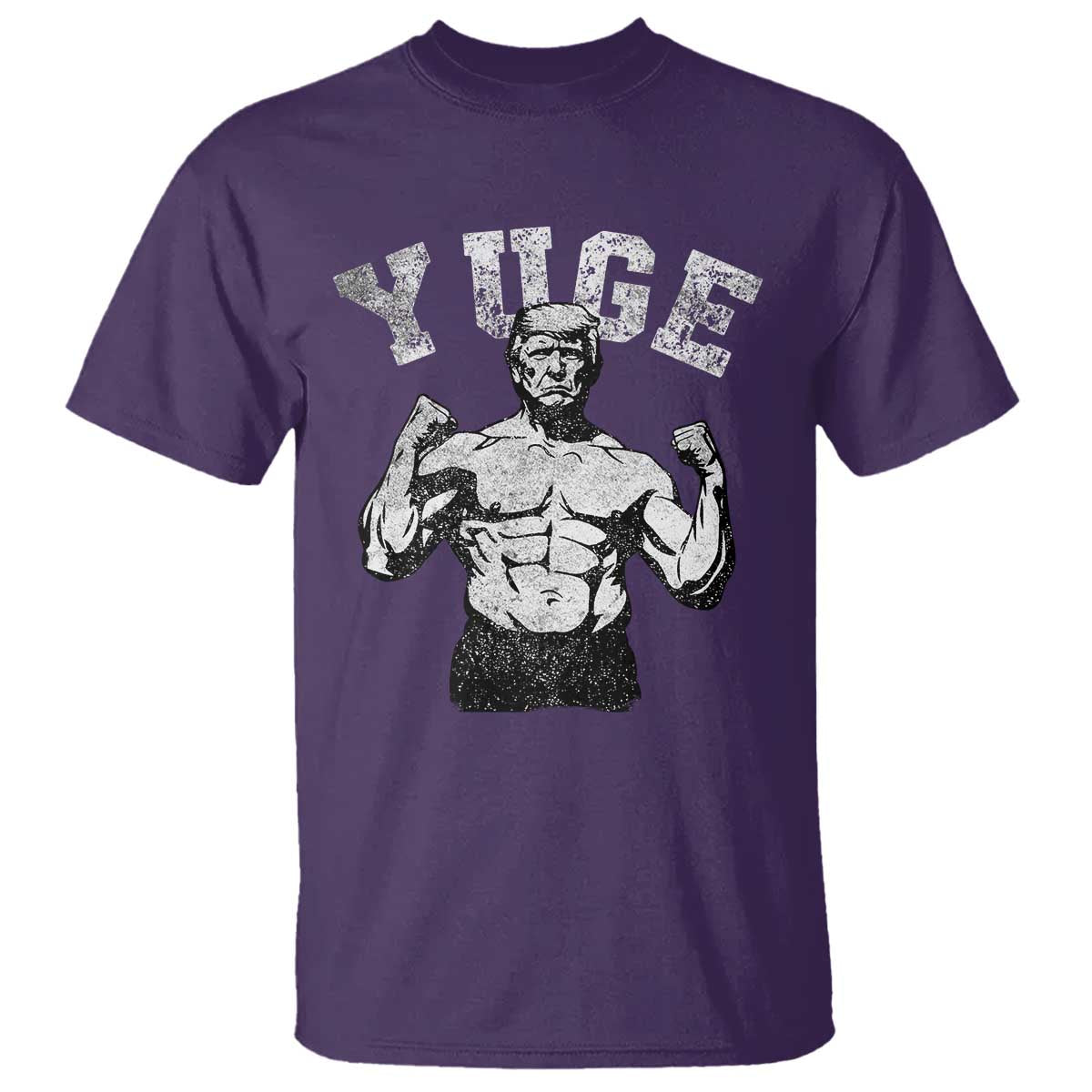 Yuge Muscular Flex Trump T Shirt Funny Patriotic Vintage Workout Gym Weight Lifting Motivational TS10 Purple Print Your Wear