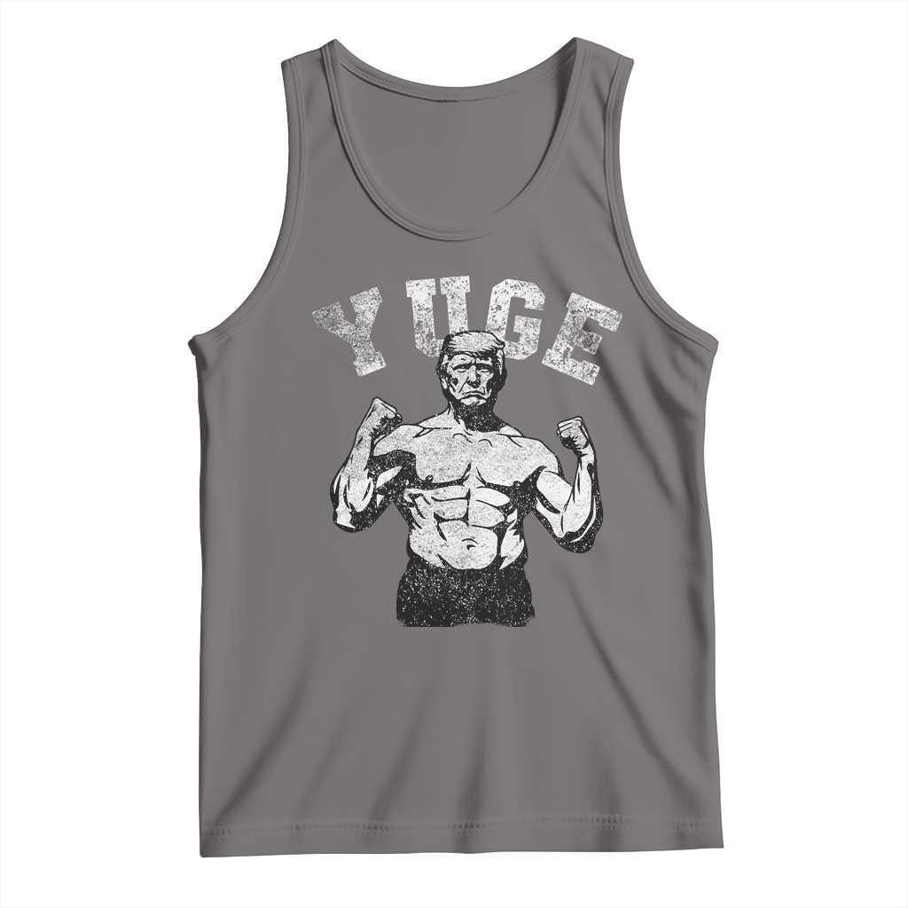 Yuge Muscular Flex Trump Tank Top Funny Patriotic Vintage Workout Gym Weight Lifting Motivational TS10 Deep Heather Print Your Wear