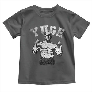 Yuge Muscular Flex Trump Toddler T Shirt Funny Patriotic Vintage Workout Gym Weight Lifting Motivational TS10 Dark Heather Print Your Wear