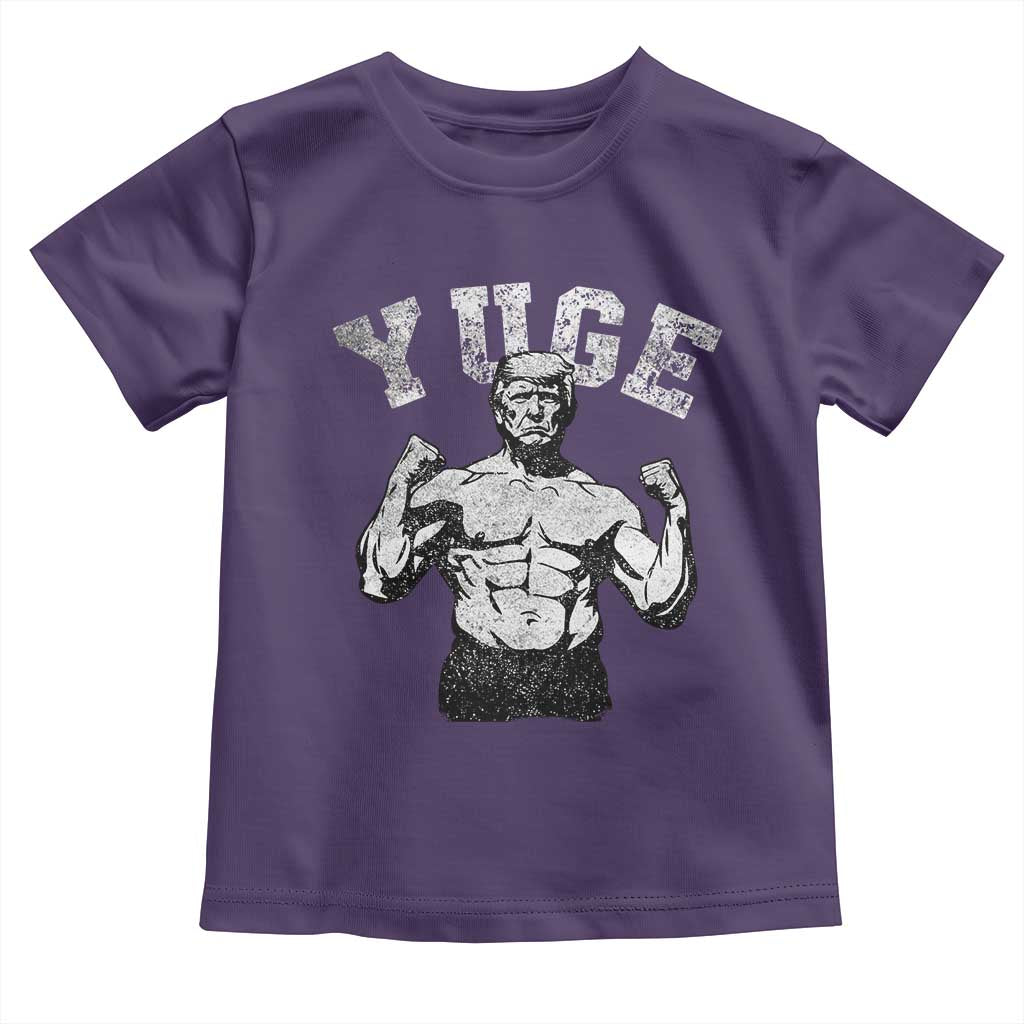 Yuge Muscular Flex Trump Toddler T Shirt Funny Patriotic Vintage Workout Gym Weight Lifting Motivational TS10 Purple Print Your Wear