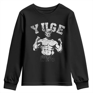 Yuge Muscular Flex Trump Youth Sweatshirt Funny Patriotic Vintage Workout Gym Weight Lifting Motivational TS10 Black Print Your Wear