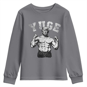 Yuge Muscular Flex Trump Youth Sweatshirt Funny Patriotic Vintage Workout Gym Weight Lifting Motivational TS10 Charcoal Print Your Wear