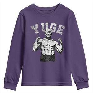 Yuge Muscular Flex Trump Youth Sweatshirt Funny Patriotic Vintage Workout Gym Weight Lifting Motivational TS10 Purple Print Your Wear