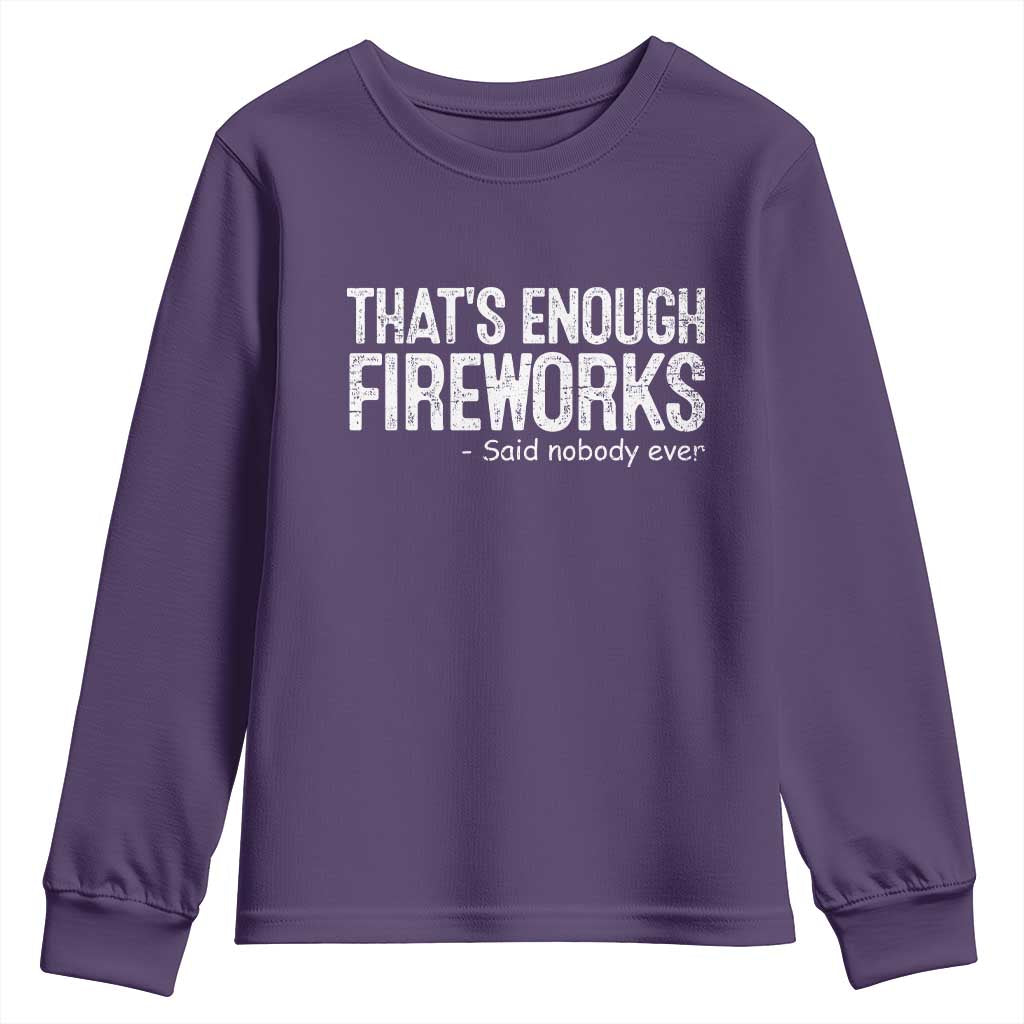 Funny Fireworks Youth Sweatshirt 4th Of July TS10 Purple Print Your Wear