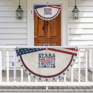 Stars Stripes And Women Rights Patriotic Fan Flag Groovy Retro 4th Of July
