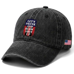 Funny Beer American Flag 4th of July Washed Cotton Baseball Cap Merica Drinking USA TS10 Print Your Wear