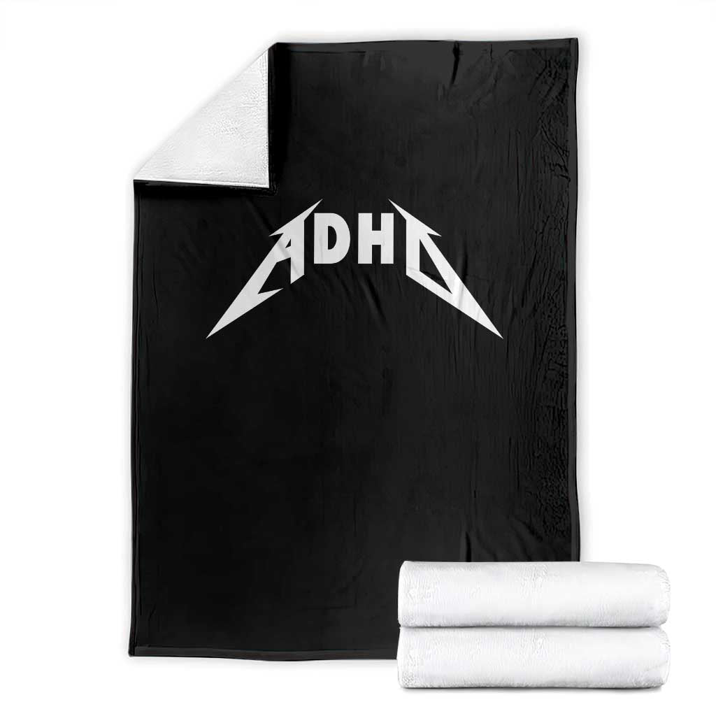 ADHD Throw Blanket Funny Heavy Metal Rock Music Design Meme TS10 Black Print Your Wear