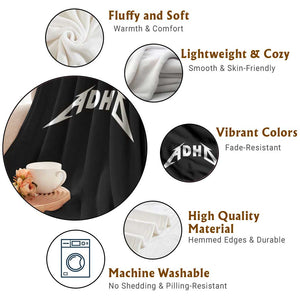 ADHD Throw Blanket Funny Heavy Metal Rock Music Design Meme TS10 Print Your Wear