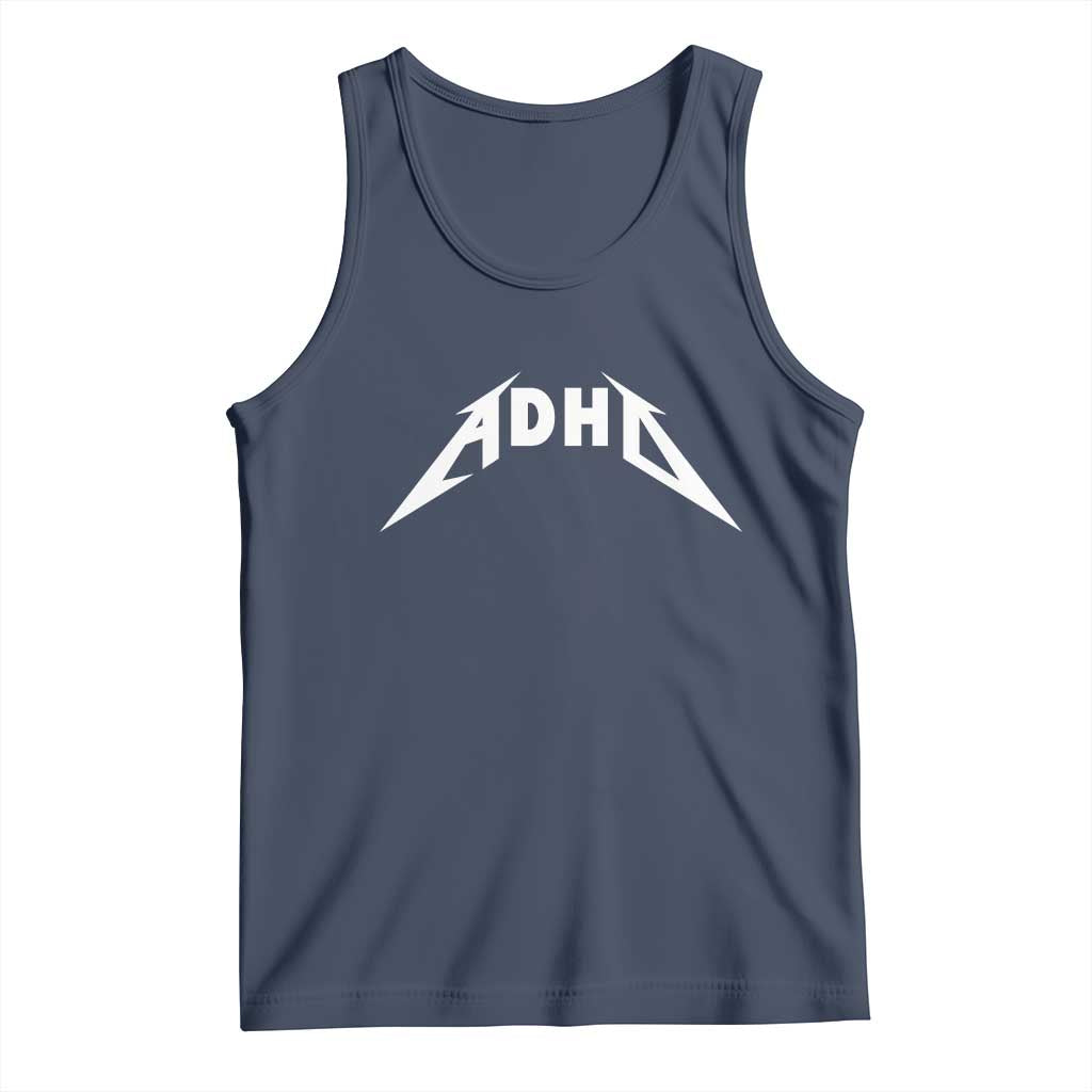 ADHD Tank Top Funny Heavy Metal Rock Music Design Meme TS10 Navy Print Your Wear