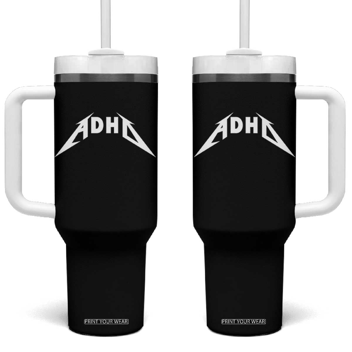 ADHD Tumbler With Handle Funny Heavy Metal Rock Music Design Meme TS10 One Size: 40 oz Black Print Your Wear