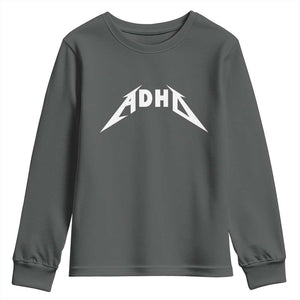 ADHD Youth Sweatshirt Funny Heavy Metal Rock Music Design Meme TS10 Dark Heather Print Your Wear