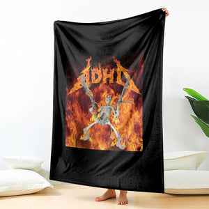 Funny Skeleton ADHD Throw Blanket Meme Flames Neurodivergent Gen Z TS10 Print Your Wear