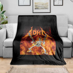 Funny Skeleton ADHD Throw Blanket Meme Flames Neurodivergent Gen Z TS10 Print Your Wear