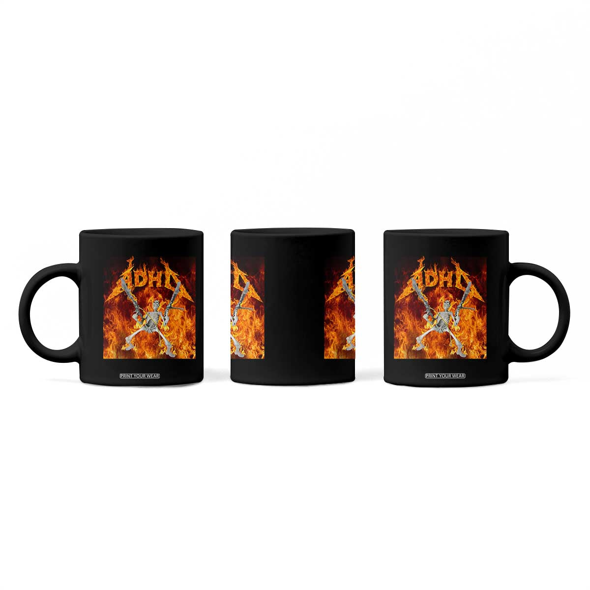 Funny Skeleton ADHD Coffee Mug Meme Flames Neurodivergent Gen Z TS10 Print Your Wear