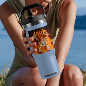 Funny Skeleton ADHD Flip Straw Tumbler Meme Flames Neurodivergent Gen Z TS10 One Size: 30 oz Light Blue Print Your Wear
