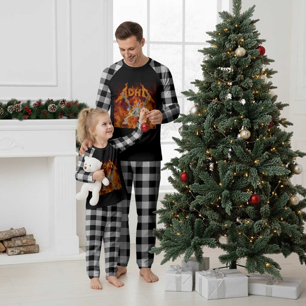 Funny Skeleton ADHD Plaid Pajama Set Meme Flames Neurodivergent Gen Z TS10 White Plaid Print Your Wear