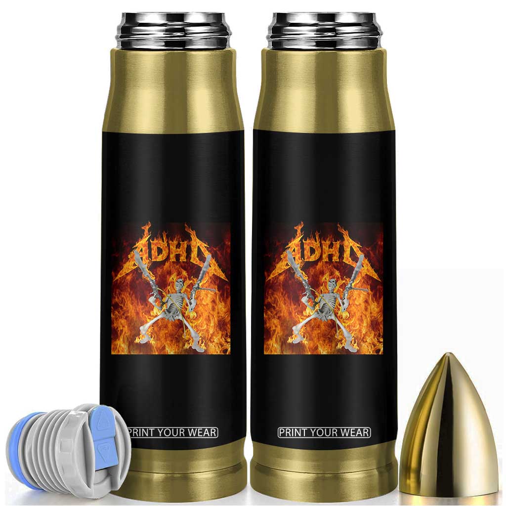 Funny Skeleton ADHD Bullet Tumbler Meme Flames Neurodivergent Gen Z TS10 Black Print Your Wear